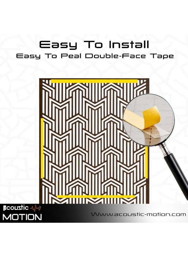 ACOUSTIC MOTION® Wooden MDF Wall Art Decor Panels, METRIX Design with Double-Face Tape, Modern Brown Wall Hanging for Home, Living Room, Bedroom, Office & Hotel, 25×50×0.5 cm, 4-Piece Set - Image 4